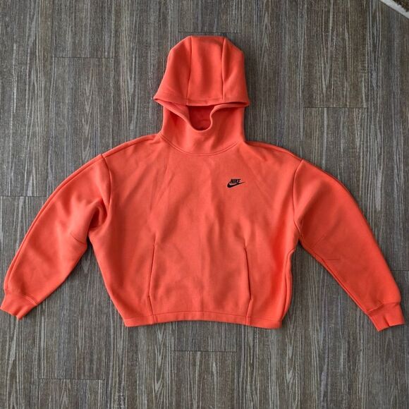 Nike Tech Fleece Hoodie Oversized Fit Orange Black Girls Size XL Brand New - Picture 1 of 6